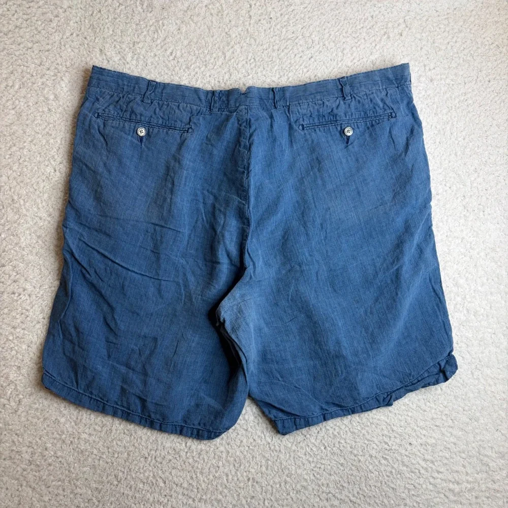 Polo Ralph Lauren Mens 42 Tall Blue 100% Linen Classic Fit Shorts Chambray